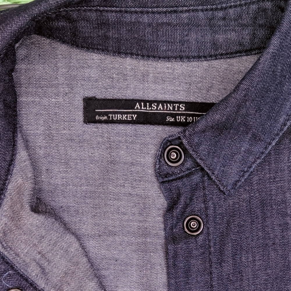 All Saints Short Sleeve Denim Blouse
